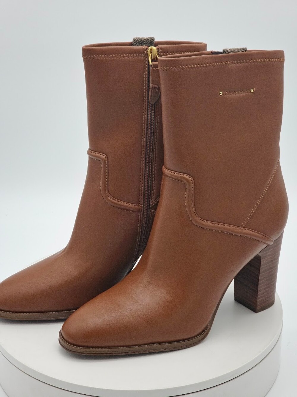 Franco Sarto Informa Women’s Cognac Brown Ankle Boots Block Heel Size 9.5 M NEW - Picture 8 of 10